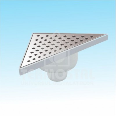 CANAL SCURGERE DUS VERTICAL TRIUNGHI D.50 20*20CM 360* G.INOX CANAL SCURGERE DUS VERTICAL TRIUNGHI D.50 20*20CM 360* G.INOX